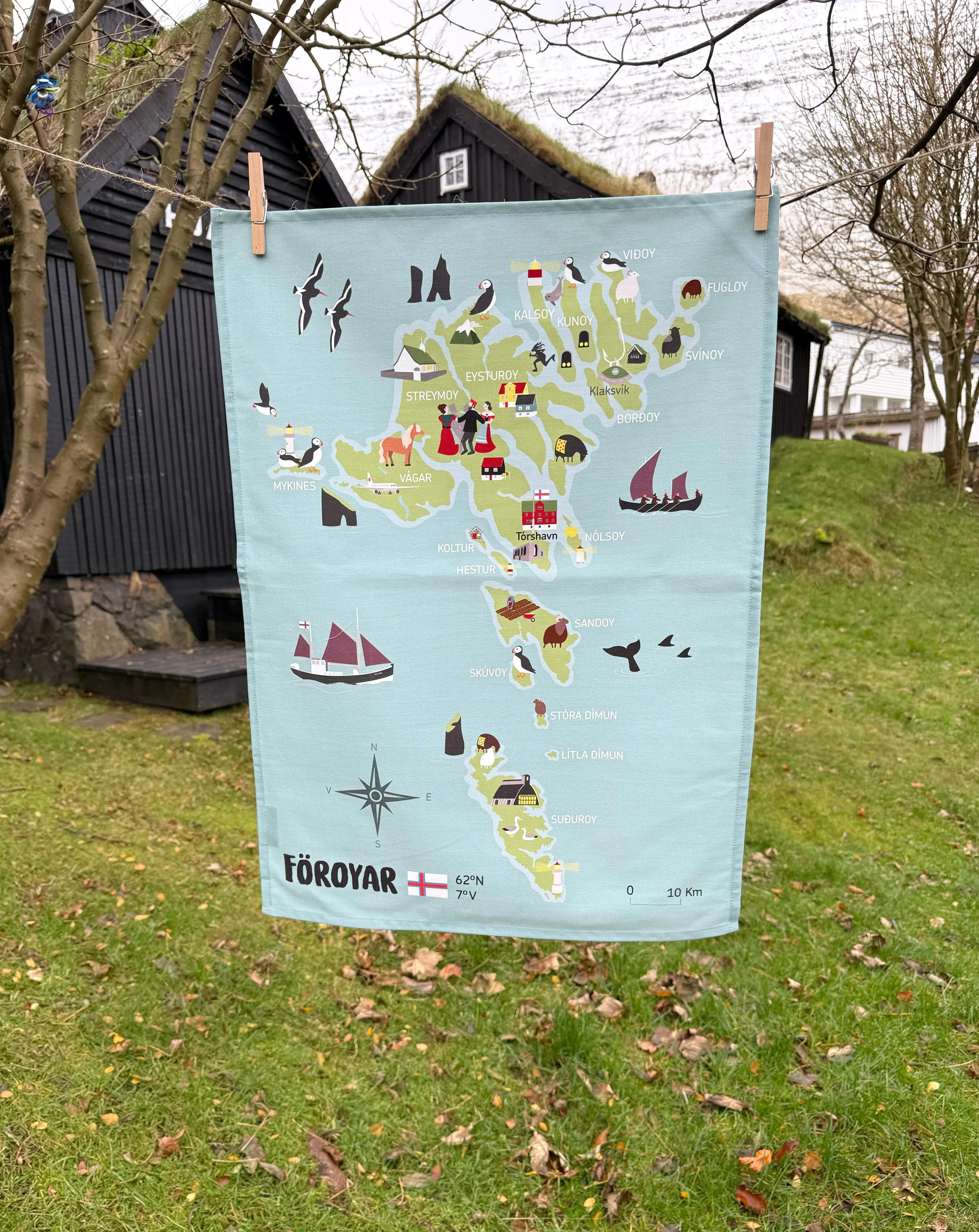 Tea Towel - Föroyakort FJORD