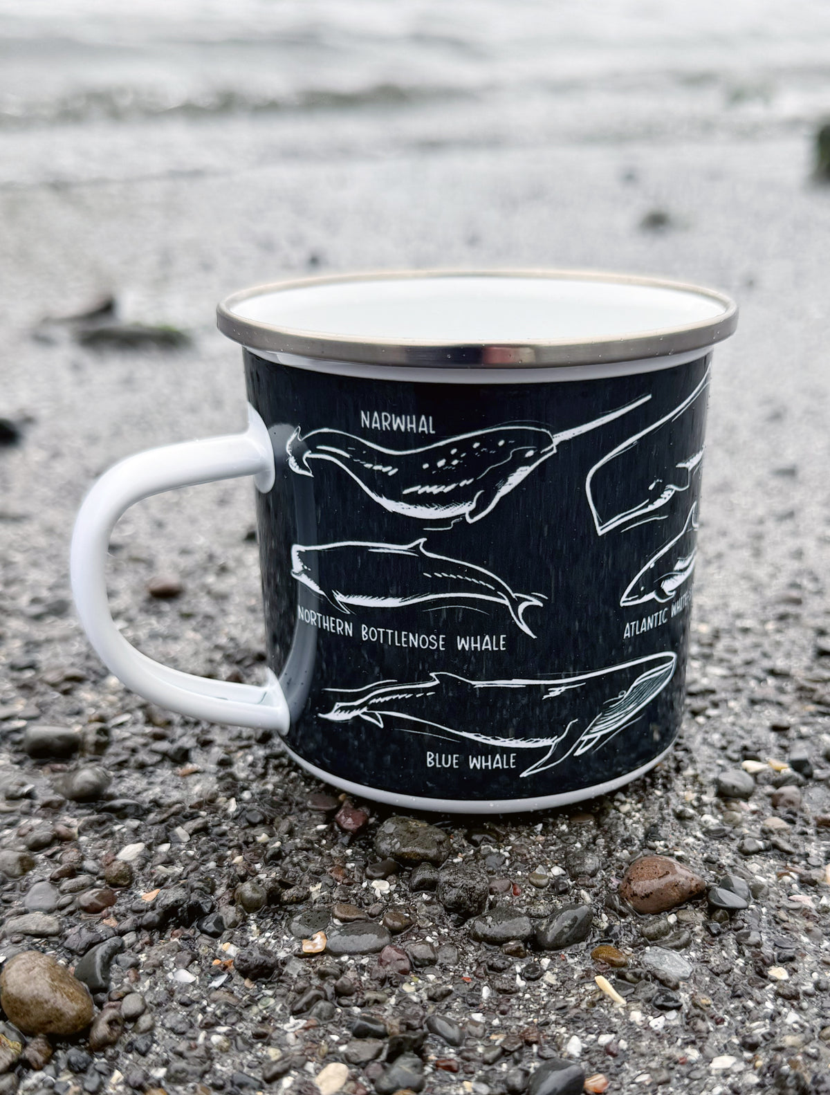 Enamel Mug - Whales - Black