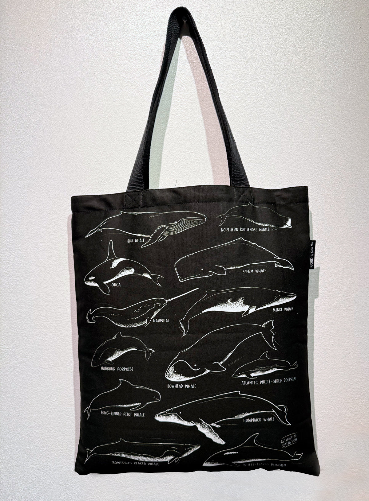 Tote bag - Whales - Black
