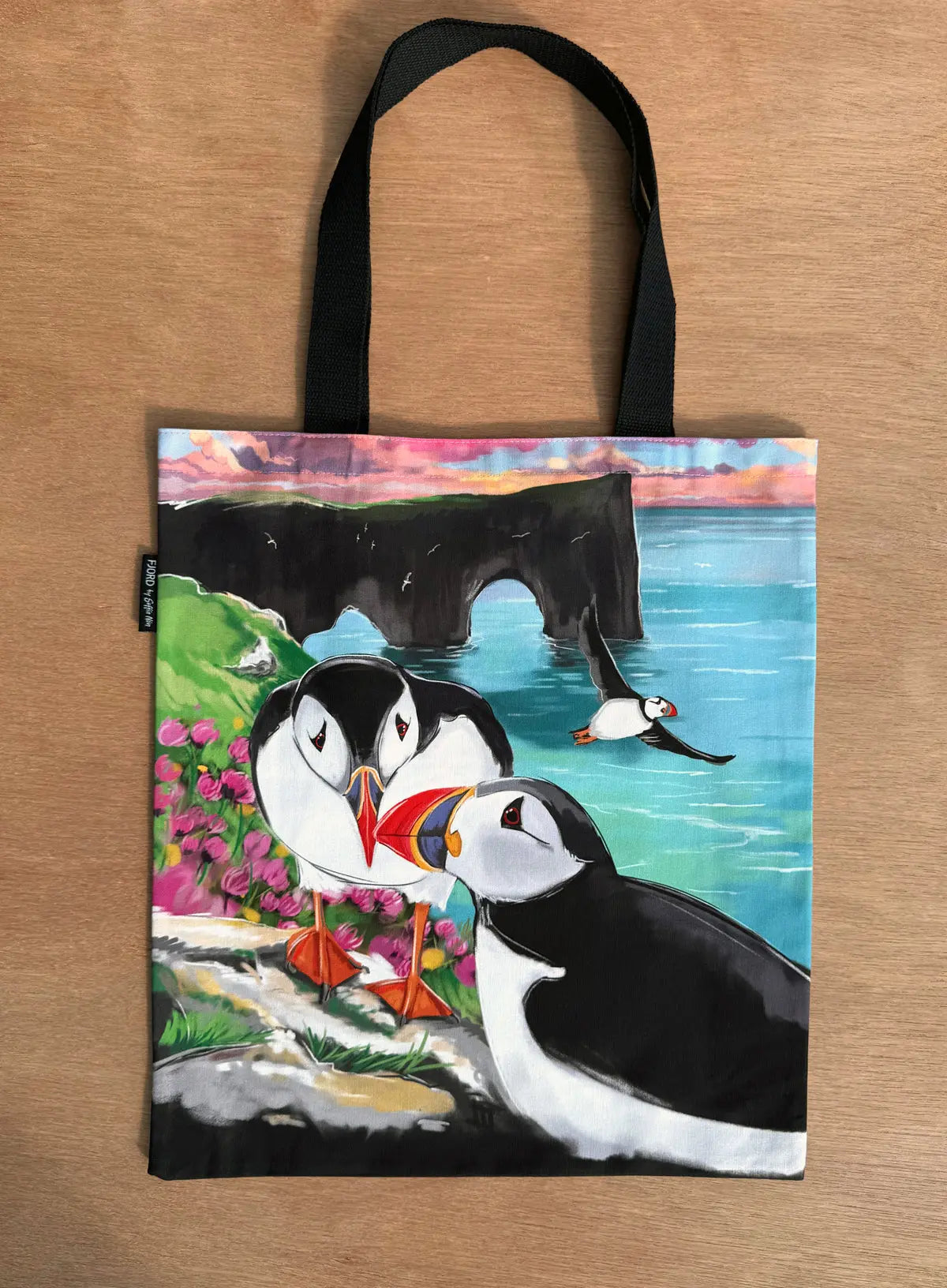 Tote Bag - Puffins at Dýrholaey Fjord