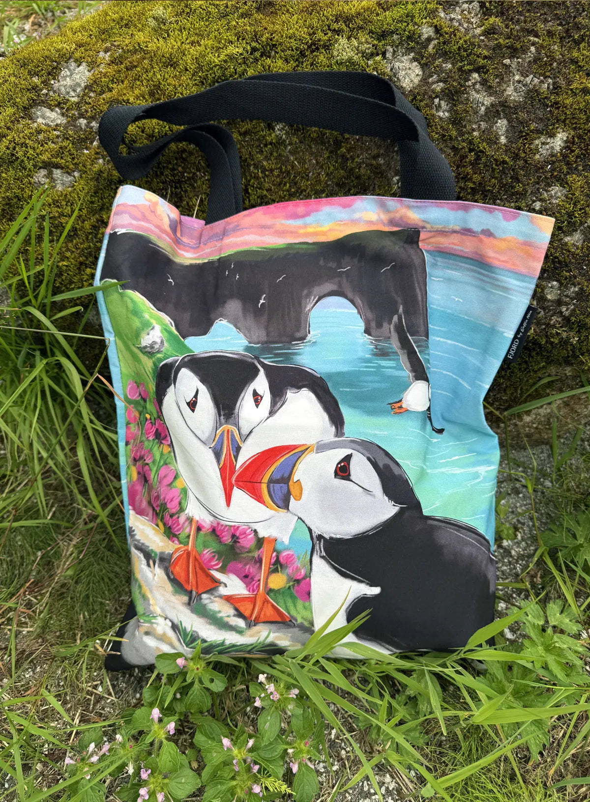 Tote Bag - Puffins at Dýrholaey Fjord