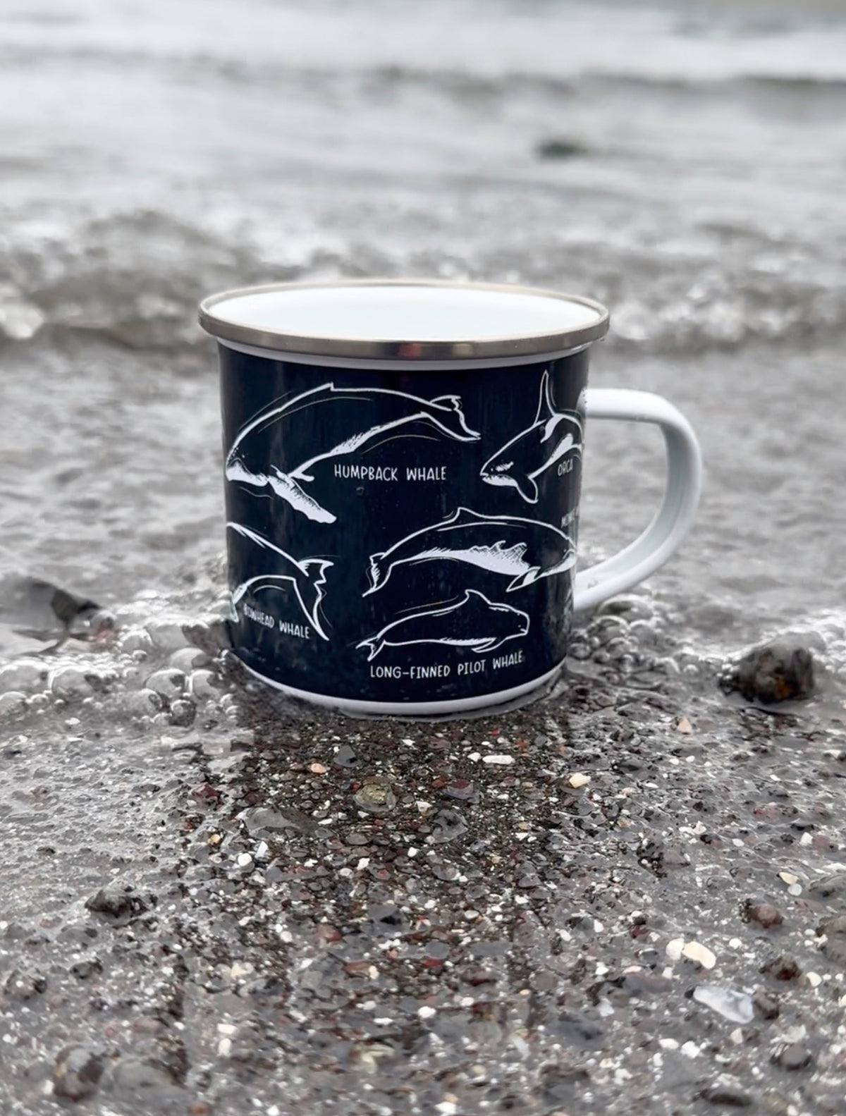 Enamel Mug - Whales - Black