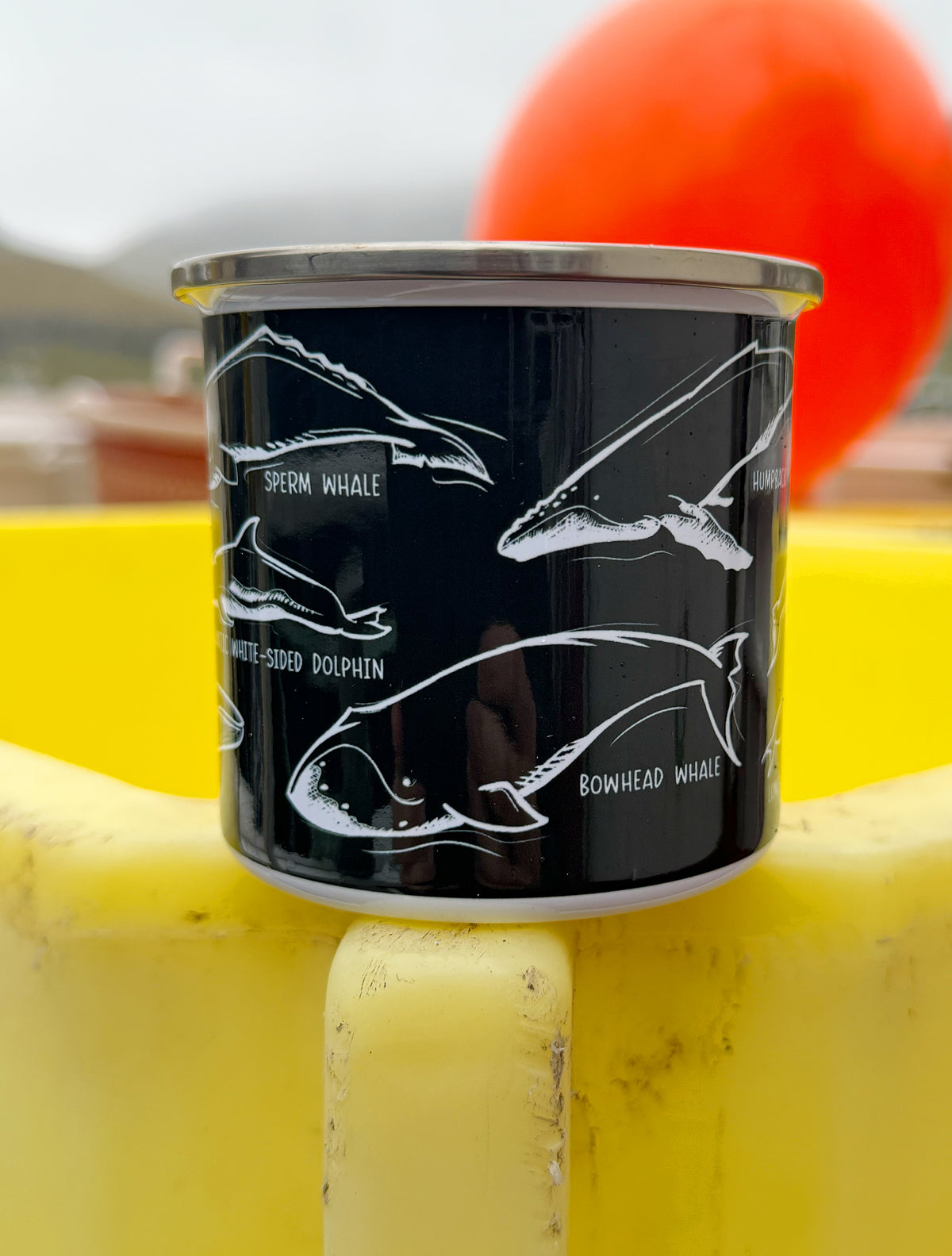 Enamel Mug - Whales - Black