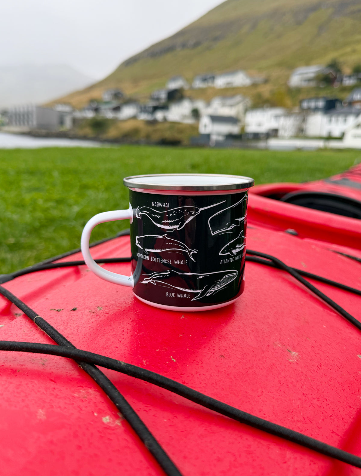 Enamel Mug - Whales - Black