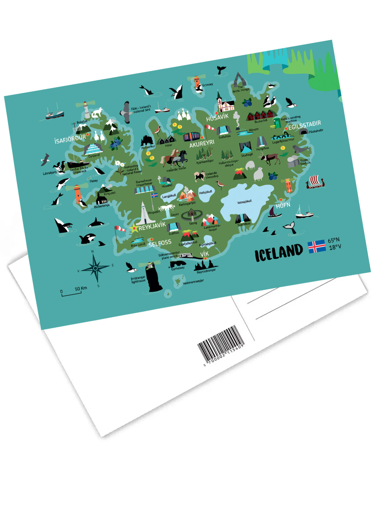 Postcard - Iceland Map